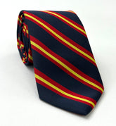 Queen's Own Royal Glasgow Yeomanry Stripe Silk Tie RGT-9 Yellow & Dark Red on Dark Navy Blue